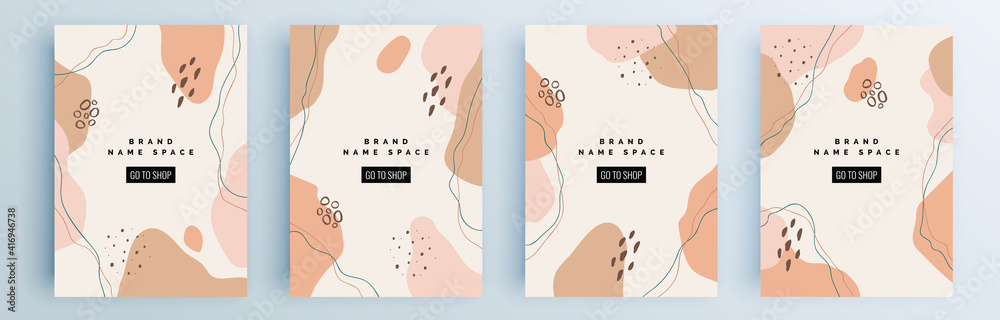 Plakat Modern abstract covers set, minimal covers design. Colorful geometric background, vector illustration.