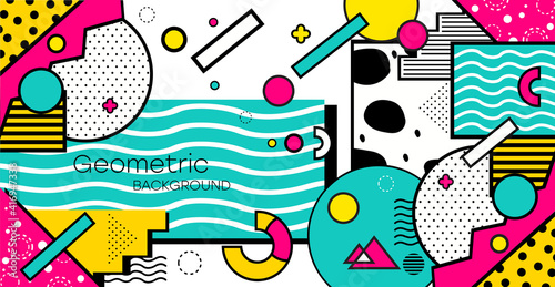 Geometric background. Bauhaus, Memphis minimalist retro poster graphic vector illustration.