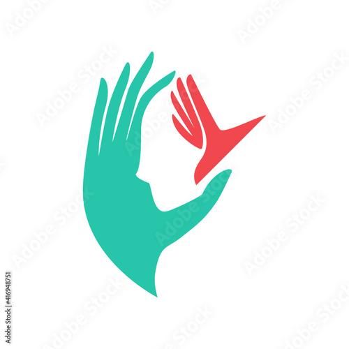 sign language interpreter logo. vector illustration