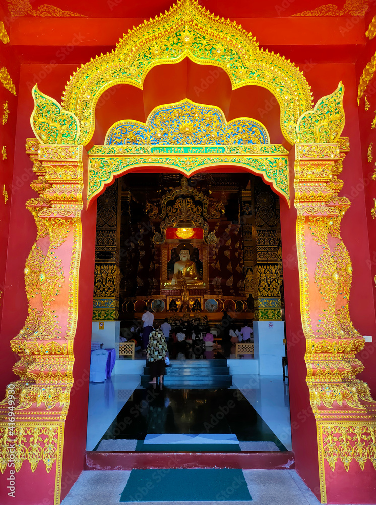 entrance of buddhist temple in thailand