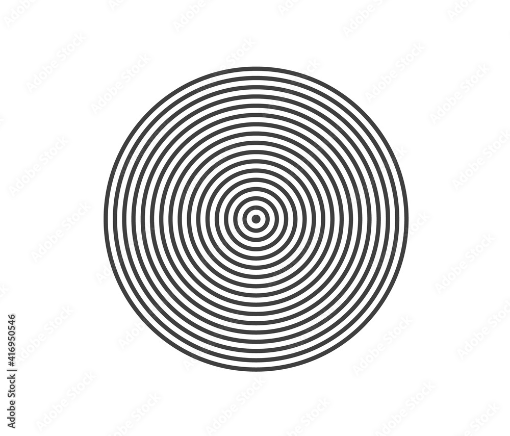 Concentric circle element. Black and white color ring. Abstract vector illustration for sound wave, Monochrome graphic. Concentric circle element. Black and white color ring. Abstract vector illustration for sound wave, Monochrome graphic.