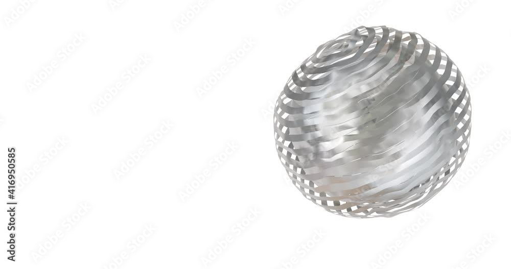 Sliced sphere inn chrome material as mercury and silver liquid. Abstract technology background with irreal object
