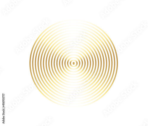 Gold luxurious circle pattern with golden wave lines over. Abstract background, vector illustration