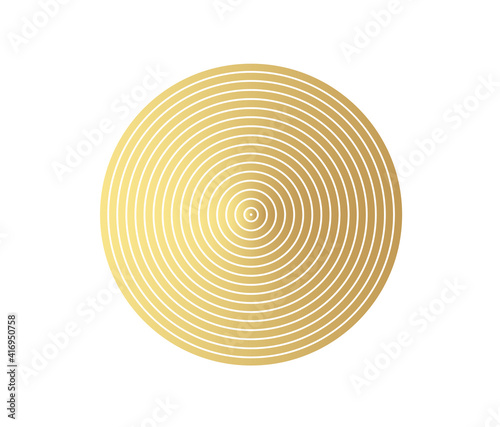 Gold luxurious circle pattern with golden wave lines over. Abstract background, vector illustration