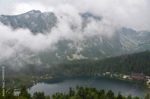 Popradske Pleso mountain lake located in High Tatras mountain range in Slovakia. Amazing Landscape. Beautiful world.