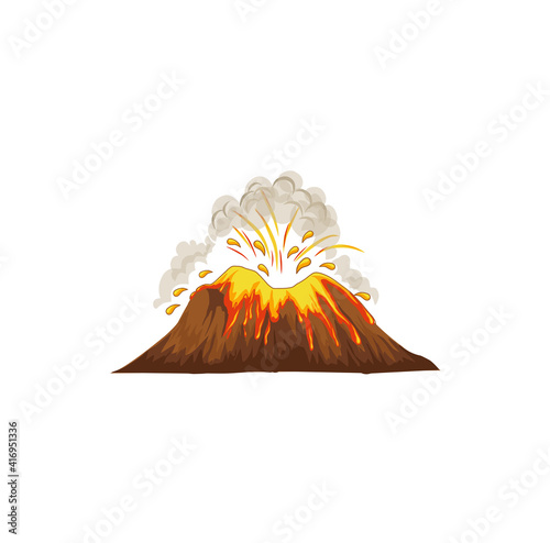 Mountain vector illustration, landscape mature silhouette element outdoor icon. volcano eruption.
