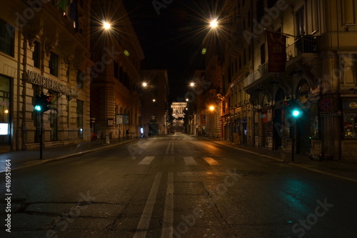 Via del corso empty at night Rome Italy  © Simone