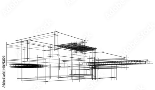 house building architectural concept sketch 