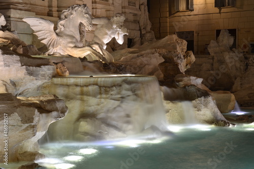 trevi fountain detail at night