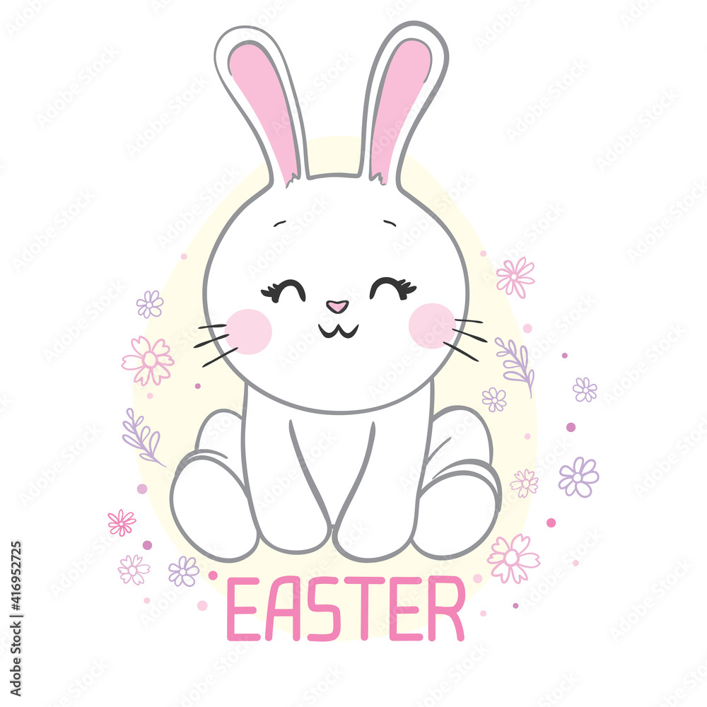 Smiling and Happy Easter Rabbit, or Easter Bunny holding Smiling and Happy Easter Rabbit, or Easter Bunny holding