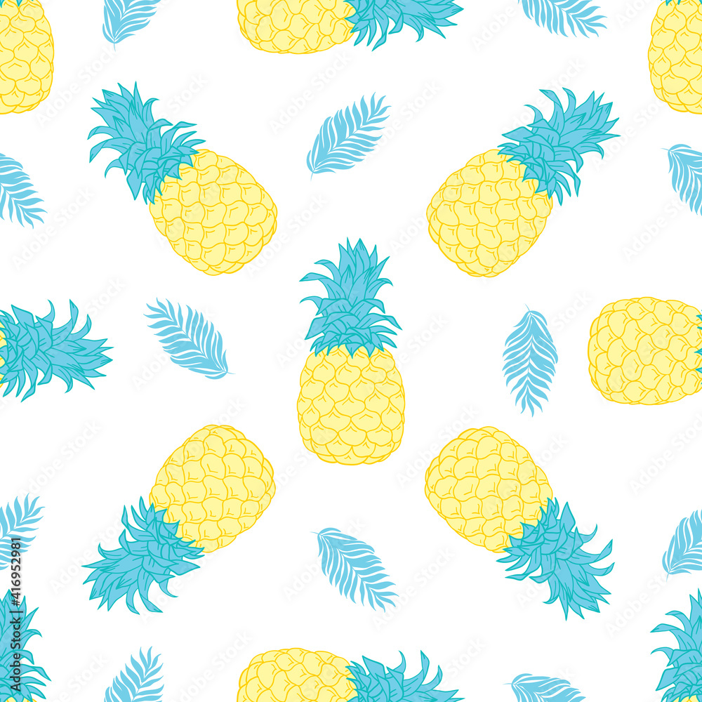 Seamless pineapple pattern for textile fabric or wallpaper backgrounds Seamless pineapple pattern for textile fabric or wallpaper backgrounds