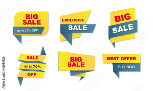 Flat Discount price tags badge Set. Vector illustration