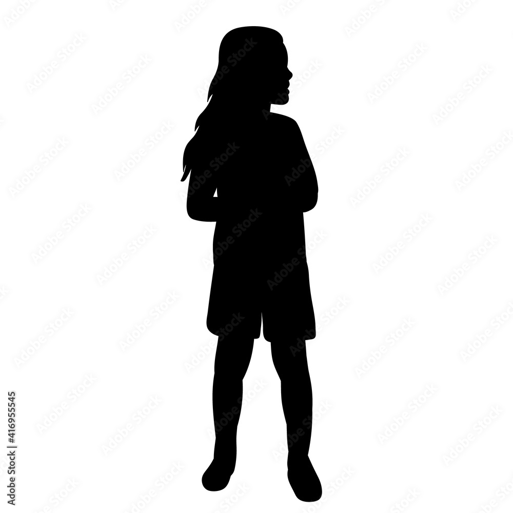 black silhouette of a little girl black silhouette of a little girl