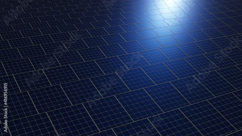 Rows of solar panels 3d rendering animation