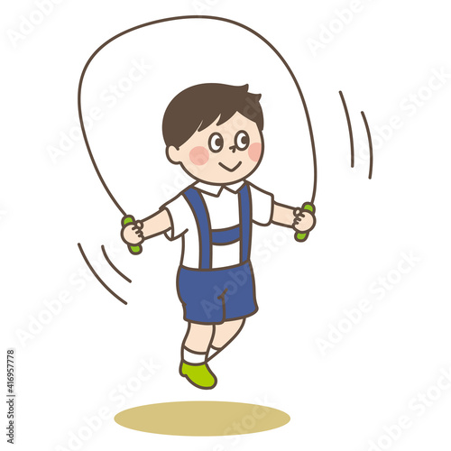 なわとびをする子ども　かわいいイラスト