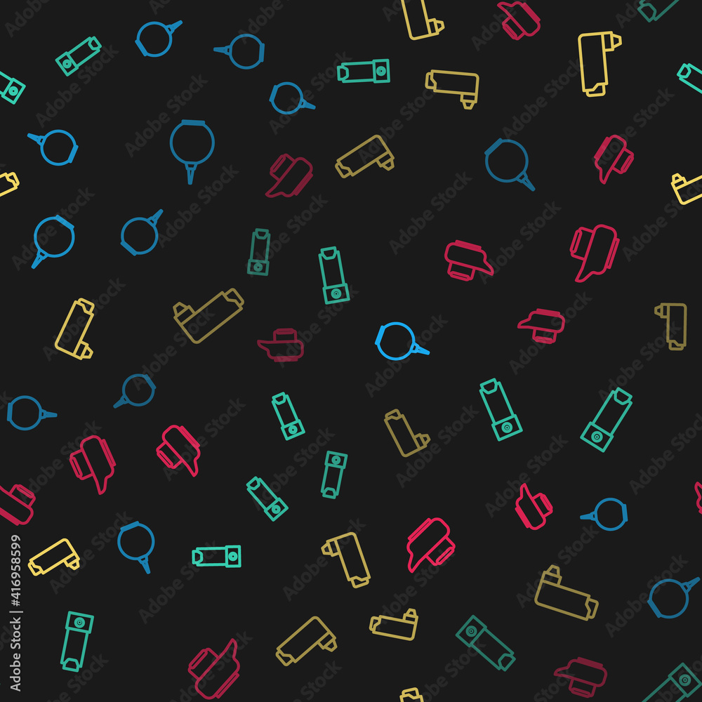 Set line Enema, Inhaler, and Bedpan on seamless pattern. Vector. Set line Enema, Inhaler, and Bedpan on seamless pattern. Vector.