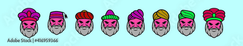 set of king or sultan cartoon icon design template with various models. vector illustration isolated on blue background
