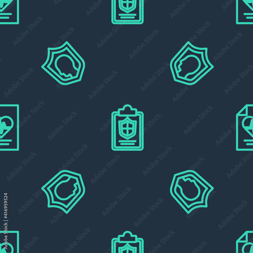 Set line Document with shield, Life insurance and Health on seamless pattern. Vector. Set line Document with shield, Life insurance and Health on seamless pattern. Vector.