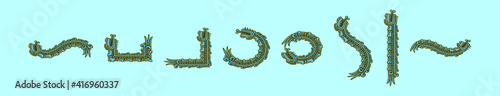 set of quetzalcoatl cartoon icon design template with various models. vector illustration isolated on blue background