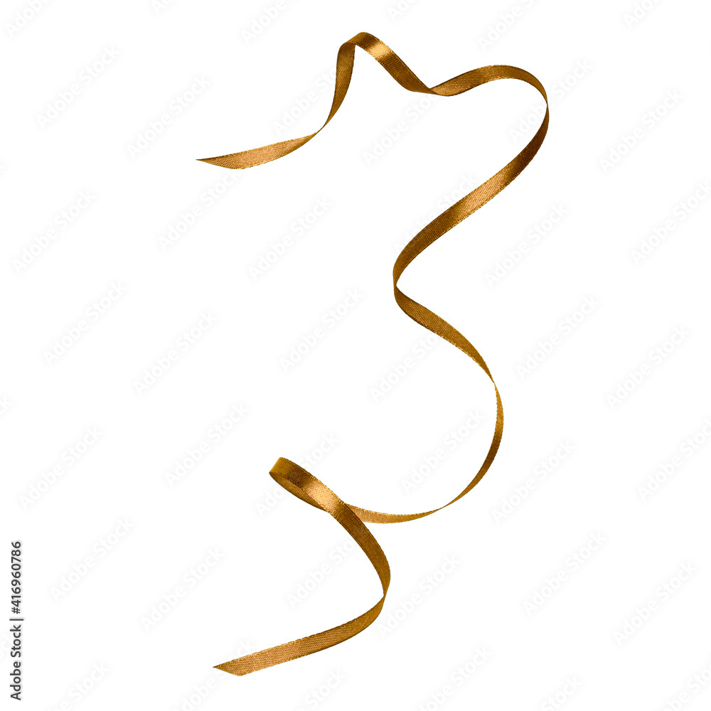 Shiny satin ribbon in brown color isolated on white background close up Shiny satin ribbon in brown color isolated on white background close up