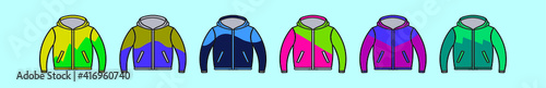 set of wind breaker cartoon icon design template with various models. vector illustration isolated on blue background