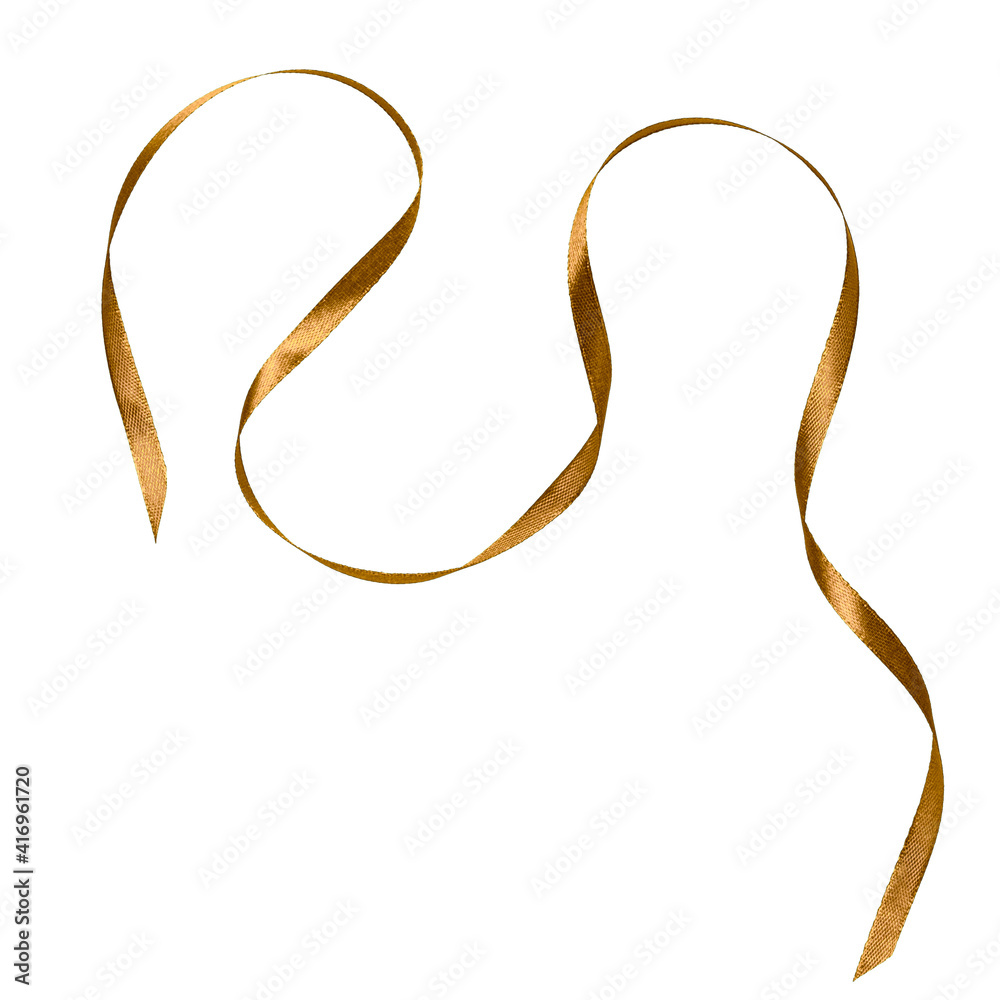 Shiny satin ribbon in brown color isolated on white background close up Shiny satin ribbon in brown color isolated on white background close up