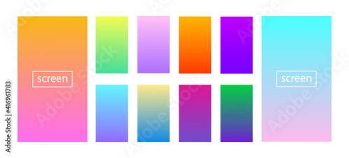 Soft color gradient background for mobile app and web design. Collection modern abstract colored interfase backdrop. Vector illustration.