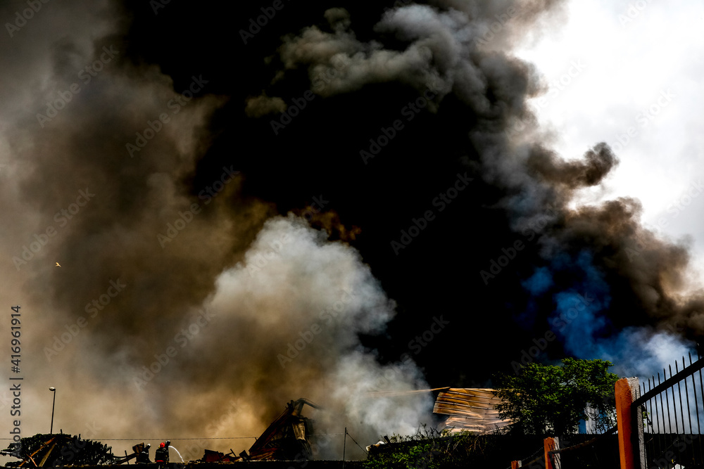 Fire in a paint factory in Abidjan, Ivory Coast.  19.02.2018