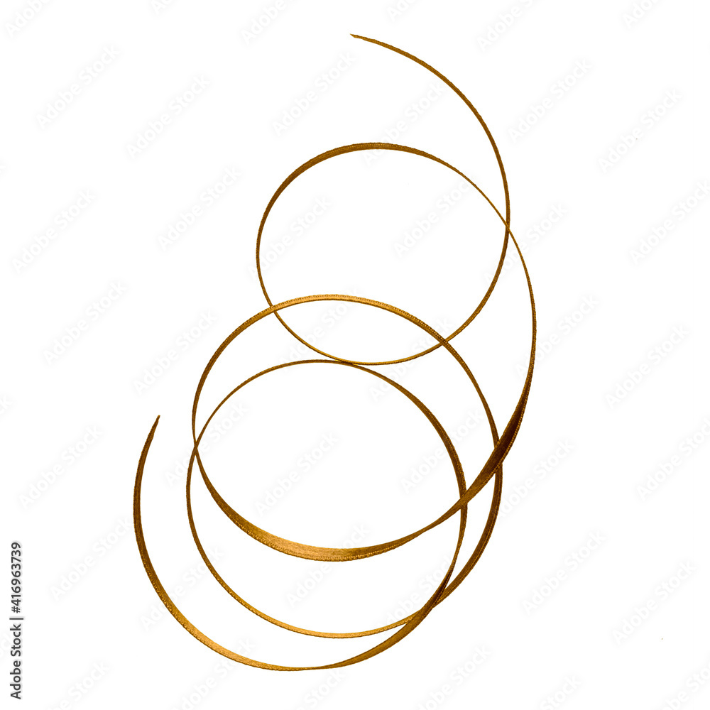 Shiny satin ribbon in brown color isolated on white background close up Shiny satin ribbon in brown color isolated on white background close up