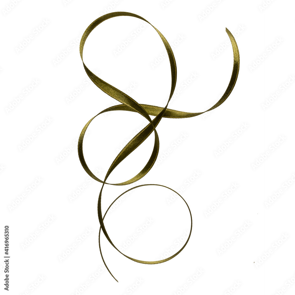 Shiny satin ribbon in green color isolated on white background Shiny satin ribbon in green color isolated on white background