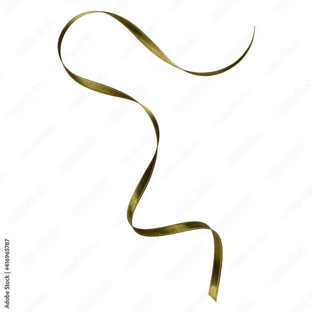 Shiny satin ribbon in green color isolated on white background Shiny satin ribbon in green color isolated on white background