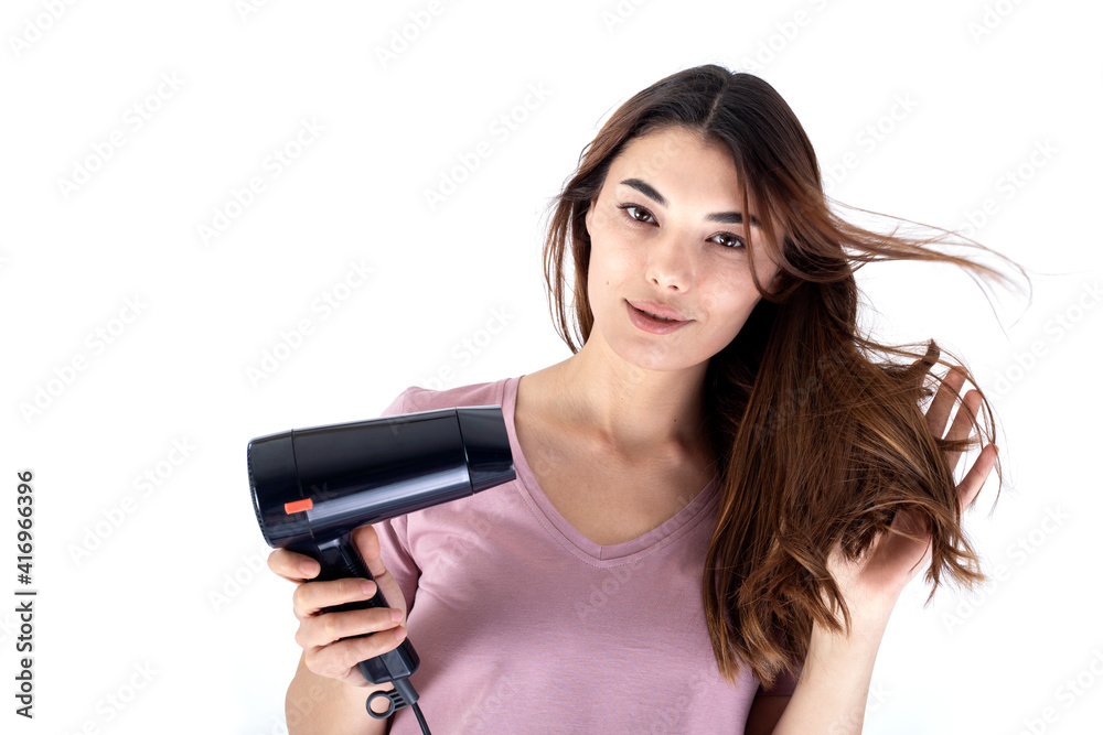 woman hair care concept on white background woman hair care concept on white background