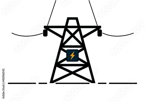 High voltage electric pole icon line stroke flat vector