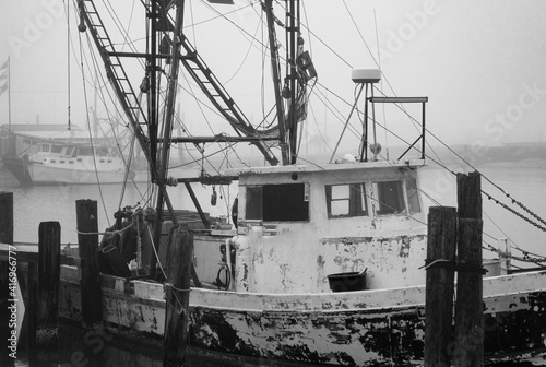 Very old shrimp boat at the dock