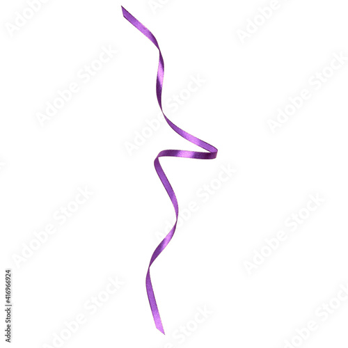 Shiny satin ribbon in lilac color isolated on white background close up