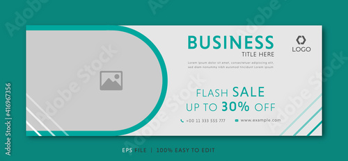 Flash sale facebook cover page timeline web ad banner template with photo place modern layout design