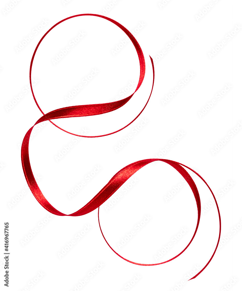 Shiny satin ribbon in red color isolated on white background close up .Ribbon image for decoration design. Shiny satin ribbon in red color isolated on white background close up .Ribbon image for decoration design.