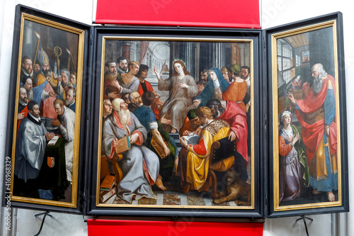 Our Lady cathedral, Antwerp, Belgium. Frans Francken triptych, Christ among doctors. 1587. 26.05.2018