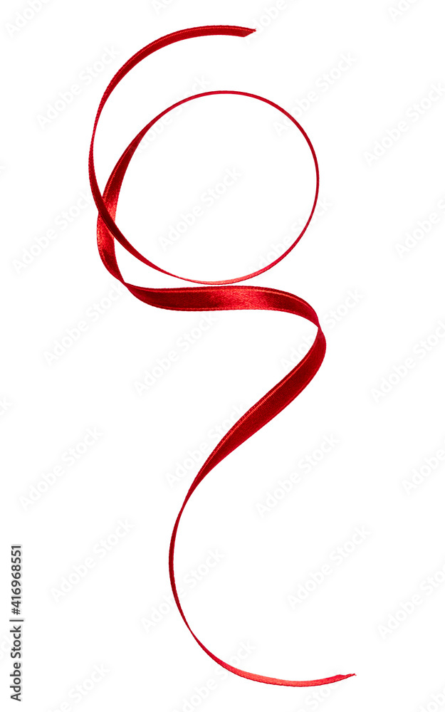 Shiny satin ribbon in red color isolated on white background close up .Ribbon image for decoration design. Shiny satin ribbon in red color isolated on white background close up .Ribbon image for decoration design.