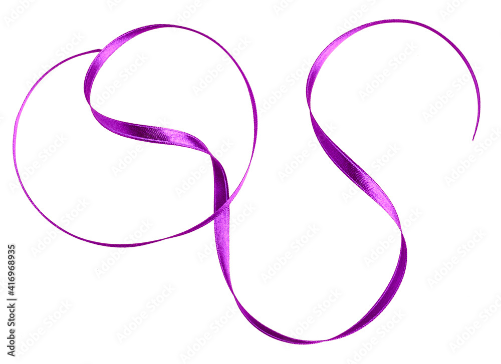 Shiny satin ribbon in lavender color isolated on white background close up .Ribbon image for decoration design. Shiny satin ribbon in lavender color isolated on white background close up .Ribbon image for decoration design.