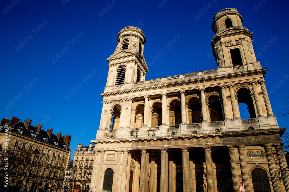 Saint Sulpice catholic basilica, Paris, France. 21.09.2018
