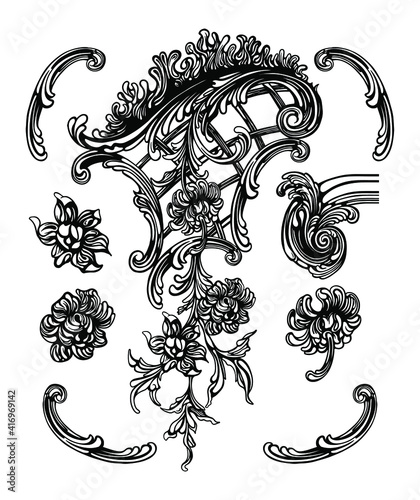 vintage flourishes hand drawn vector design elements