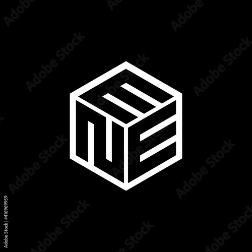 NEM letter logo design with black background in illustrator, cube logo, vector logo, modern alphabet font overlap style. calligraphy designs for logo, Poster, Invitation, etc.
