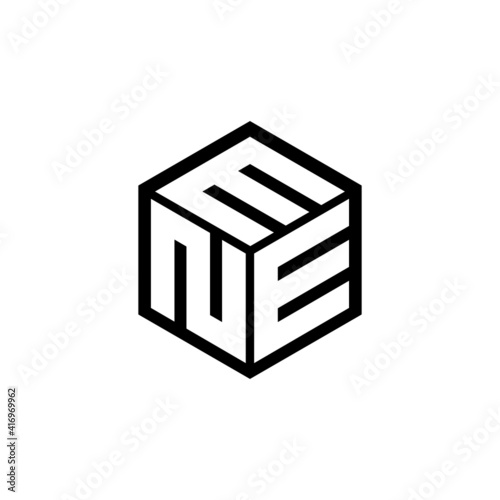 NEM letter logo design with white background in illustrator, cube logo, vector logo, modern alphabet font overlap style. calligraphy designs for logo, Poster, Invitation, etc.
