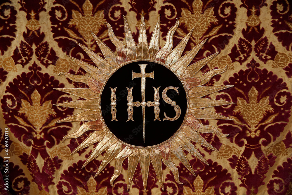 St Margaret Lothbury church, London, U.K. Embroidered monogram 28.10.2019 St Margaret Lothbury church, London, U.K. Embroidered monogram 28.10.2019