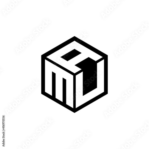 MUA letter logo design with white background in illustrator, cube logo, vector logo, modern alphabet font overlap style. calligraphy designs for logo, Poster, Invitation, etc.
