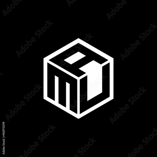 MUA letter logo design with black background in illustrator, cube logo, vector logo, modern alphabet font overlap style. calligraphy designs for logo, Poster, Invitation, etc.
