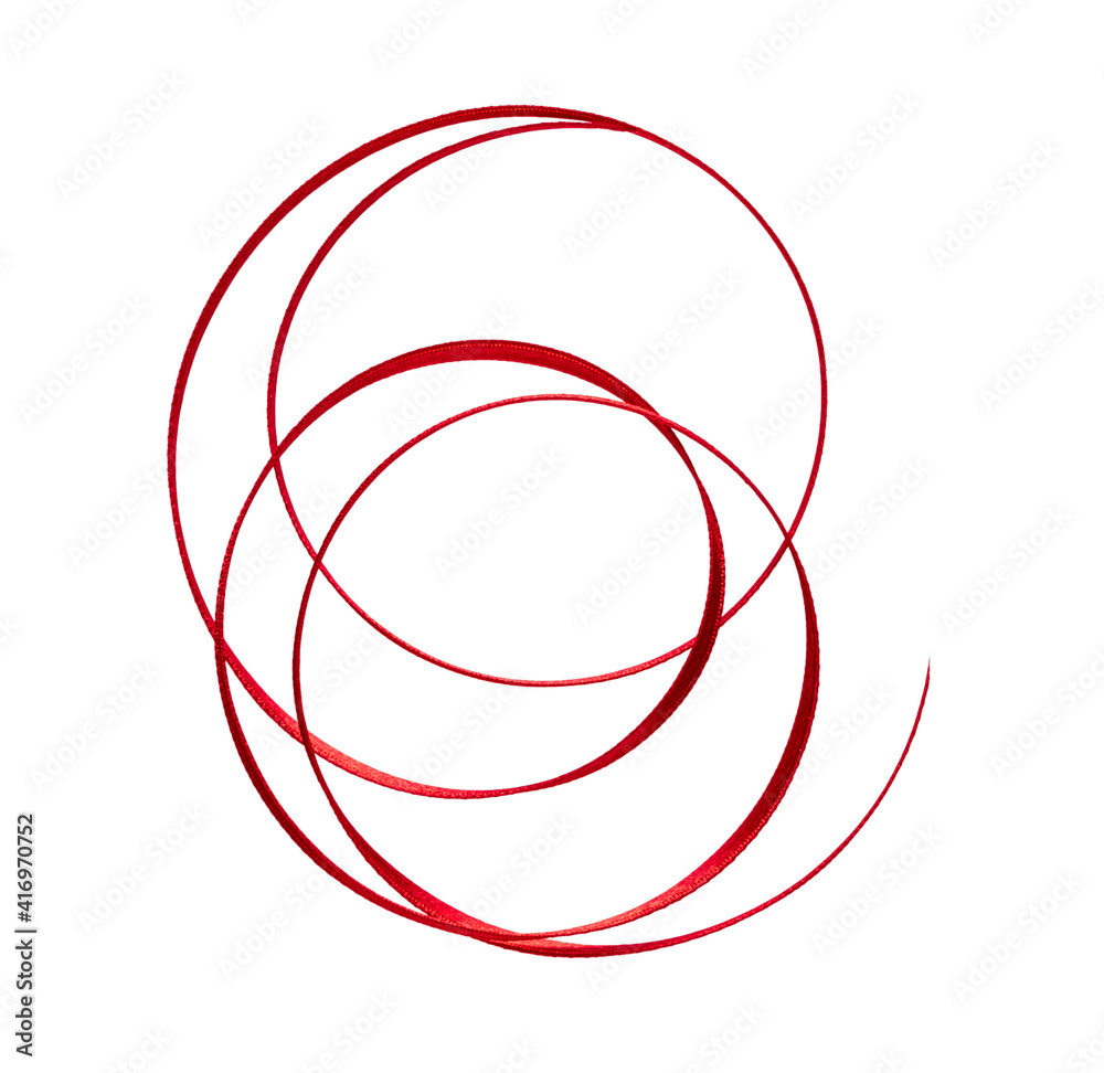 Shiny satin ribbon in red color isolated on white background close up .Ribbon image for decoration design. Shiny satin ribbon in red color isolated on white background close up .Ribbon image for decoration design.