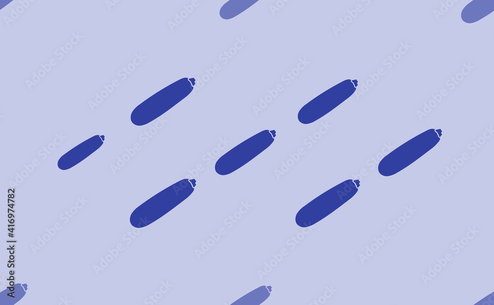Seamless pattern of large isolated blue zucchini symbols. The pattern is divided by a line of elements of lighter tones. Vector illustration on light blue background Seamless pattern of large isolated blue zucchini symbols. The pattern is divided by a line of elements of lighter tones. Vector illustration on light blue background