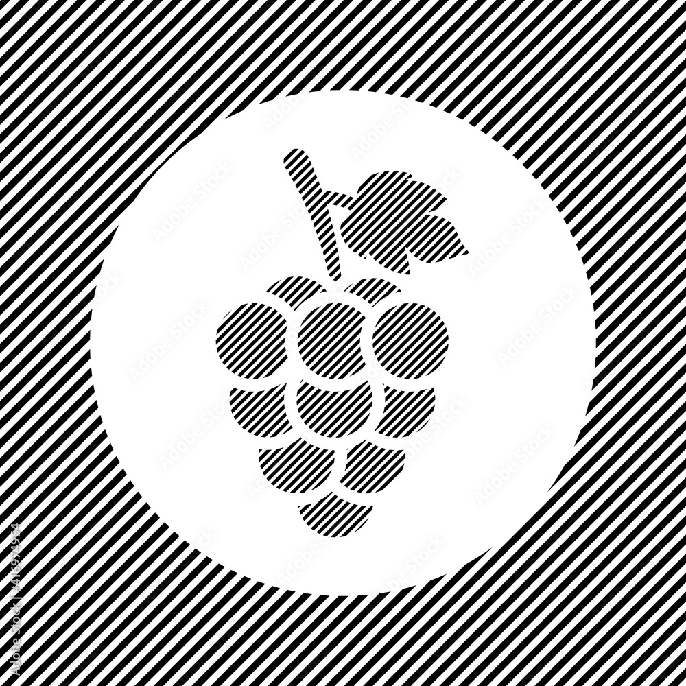 A large grapes symbol in the center as a hatch of black lines on a white circle. Interlaced effect. Seamless pattern with striped black and white diagonal slanted lines A large grapes symbol in the center as a hatch of black lines on a white circle. Interlaced effect. Seamless pattern with striped black and white diagonal slanted lines